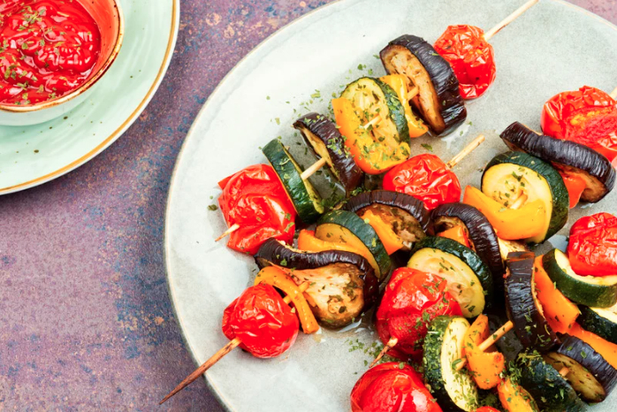 Skewers on a plate