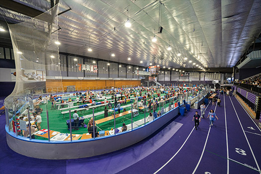 Exhibit hall set up in Thompson Arena