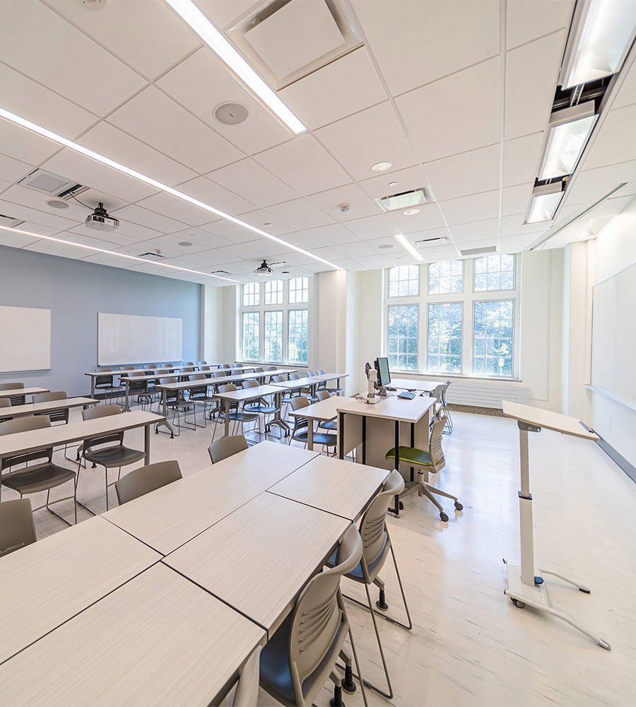 Classroom with moveable tables and chairs