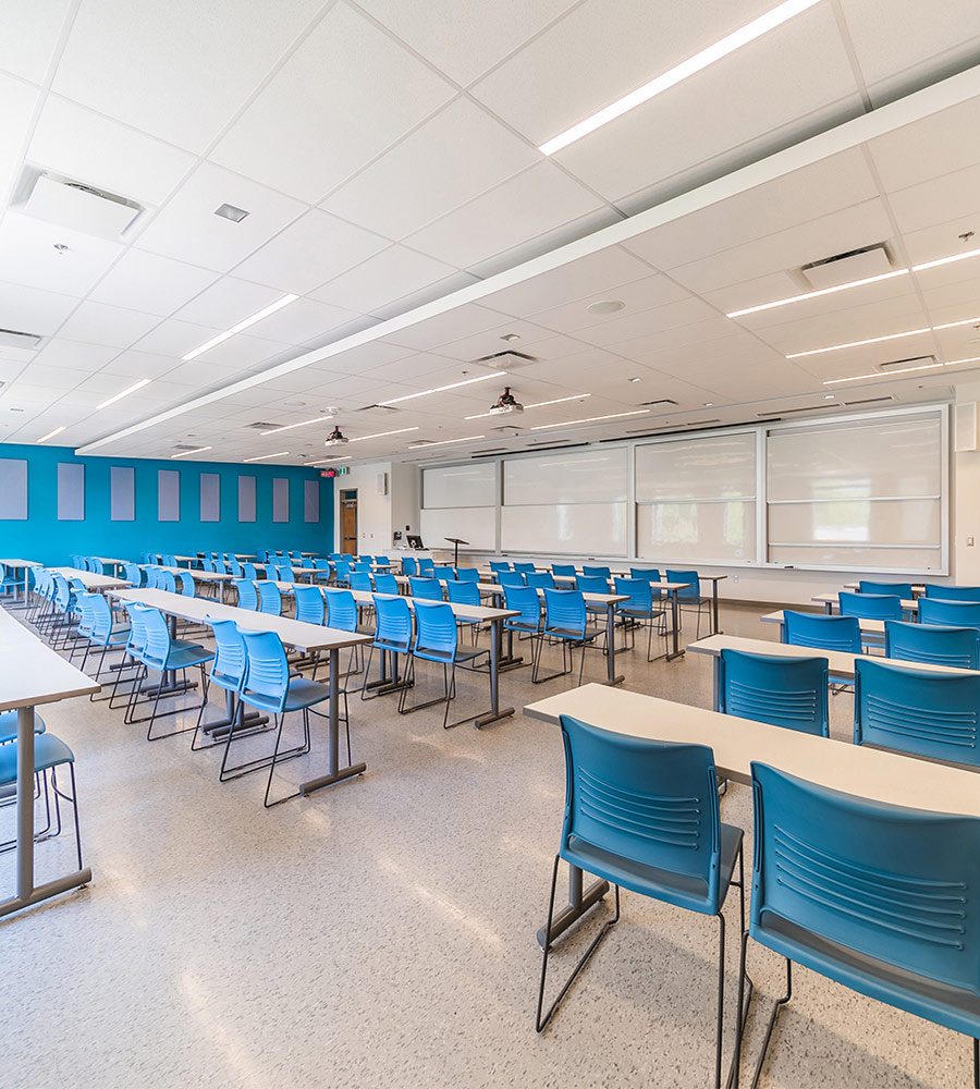 Classroom with moveable tables and chairs