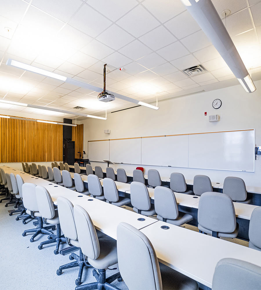 Classroom with moveable tables and chairs